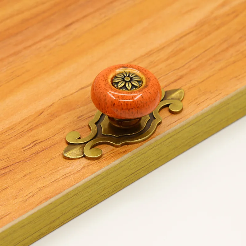BOUTON DE MEUBLE,Orange--Boutons de poignée en cuivre Antique, en  céramique, pour tiroir de commode, placard de cuisine, coloré - Cdiscount  Bricolage