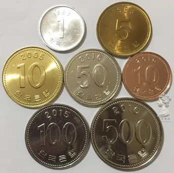 

Set 7Pcs South Korea Coins Asia Real Coin for Collection New