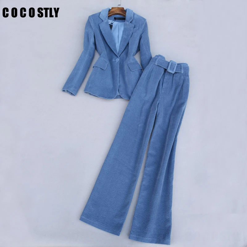 ladies corduroy trouser suit