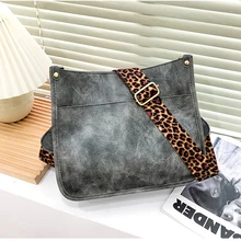 

2022 Leopard Shoulder Straps Quality Pu Leather Shoulder Bag Personalized Women Pocket Boho Crossbody Bag Strap Handbag Tote Sac