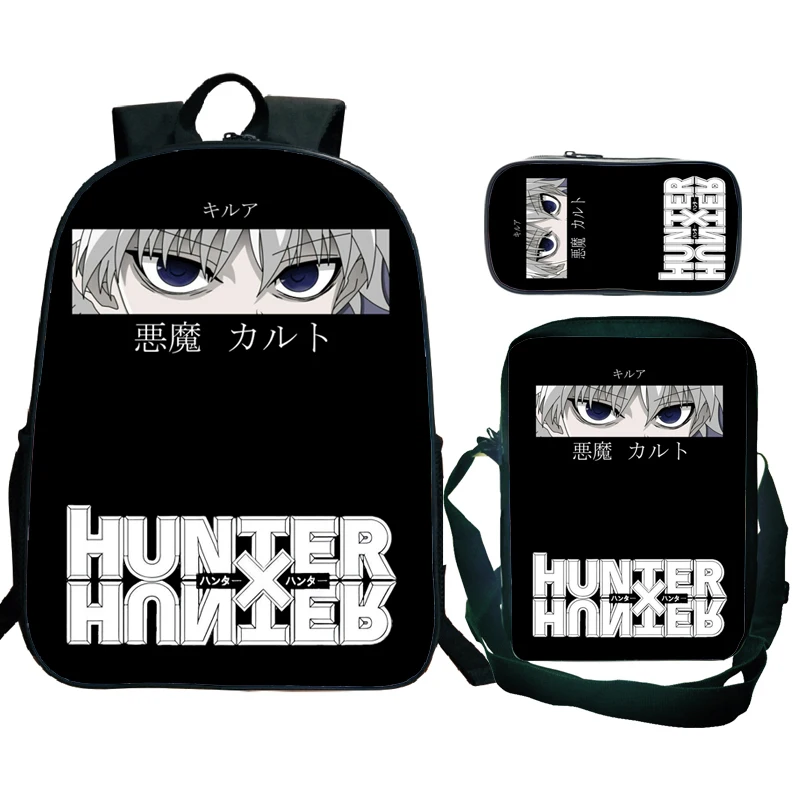 Children Hunter X Hunter Backpack 3Pcs/set Students Schoolbags with Pencil Box Messenger Bags Boys Girls Anime Knapsacks Mochila