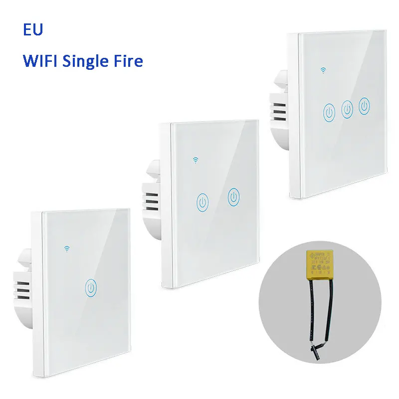 ЕС с помощью одножильного линия Интеллектуальный переключатель Wi Fi 1/2/3 Gang Tuya