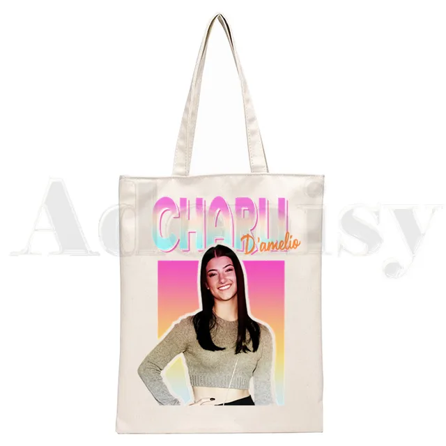 Ice Coffee Splatter Charli Damelio Harajuku Anime Handbags Shoulder Bags Casual Shopping Girls Handbag Women Elegant Canvas Bag I