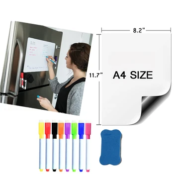 Magnetic White Board A4 Size Teaching Practice Dry Erase Whiteboard Magnet Markers Writing Memo for Fridge Organizer Stickers