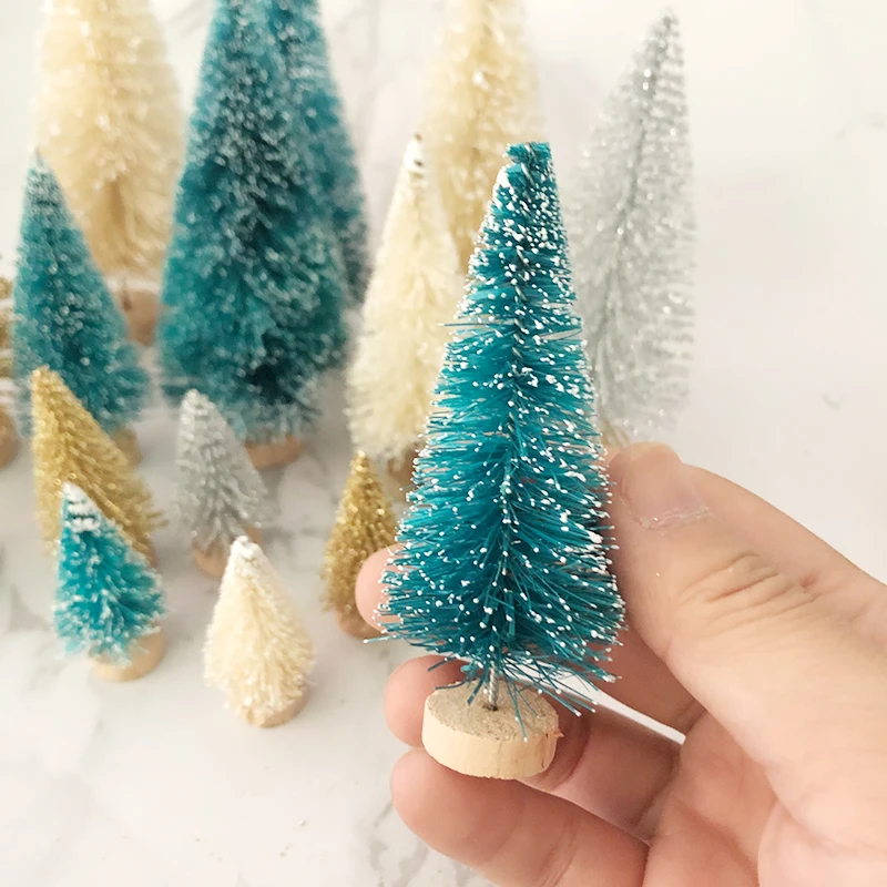 8 шт DIY Мини Рождественская елка украшение стола щетка для бутылок из сизаля Рождественская елка маленькая искусственная сосна дерево украшение для нового года