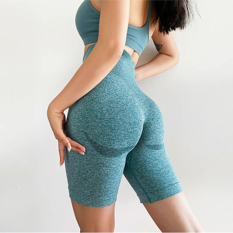 

2020 Stretchy Gym Seamless Short Leggings Tummy Control Sports Pants High Waist Sport Gym Short Leggings Running Pants Women