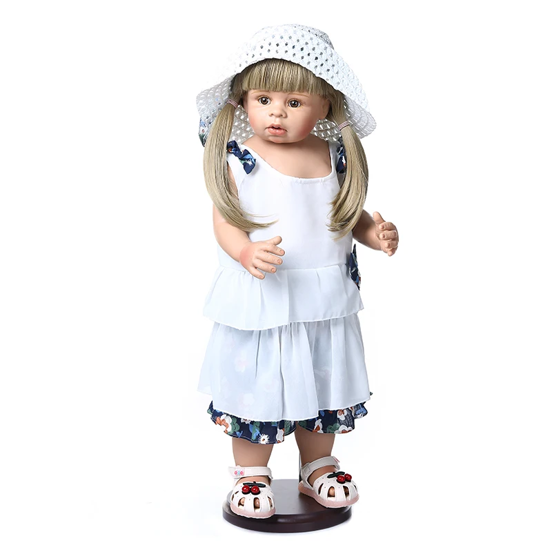 

70CM Full silicone vinyl toddler princess girl doll toy like real 1-year-old size child clothing photo model big dress up doll