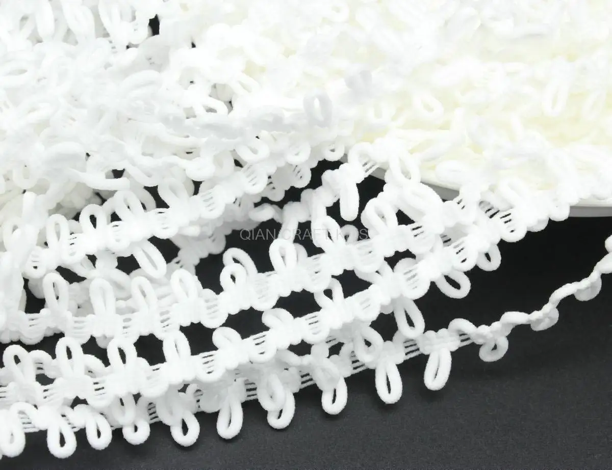 100 yards White Bridal Button Looping Trim- Ready to use Wedding Button Holes