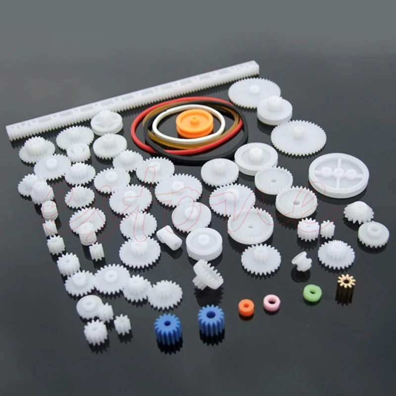 Type Plastic Shaft Single Double Reduction Crown Worm Gears DIY Robot 60pcs