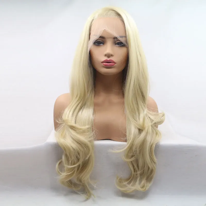 Bombshell медовый блонд синтетический 13*3 дюймов парик на кружеве бесклеевой слоистый натуральный волнистый жаропрочные волокна волос для женщин парики
