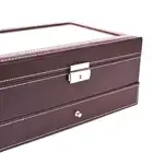 12 слотов коробка для часов мужские часы Органайзер из искусственной кожи чехол с ювелирным ящиком для хранения и дисплей коричневый - 5