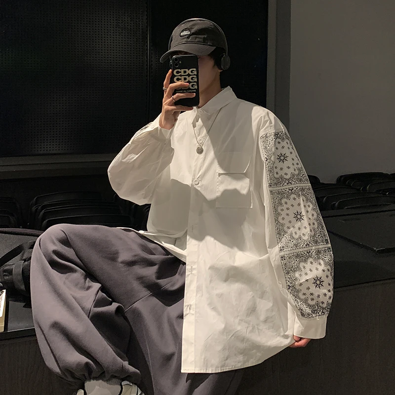 Very shirt men's ruffian handsome men's abstinence Department casual wear Korean fashion long sleeve shirt 2021 camisa social