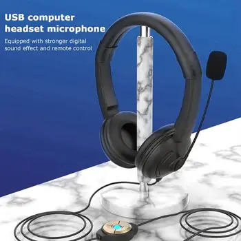 

USB Wired Headset with Noise Cancelling Microphone on Ear Computer Call Center Earphone Volume Control Speaker
