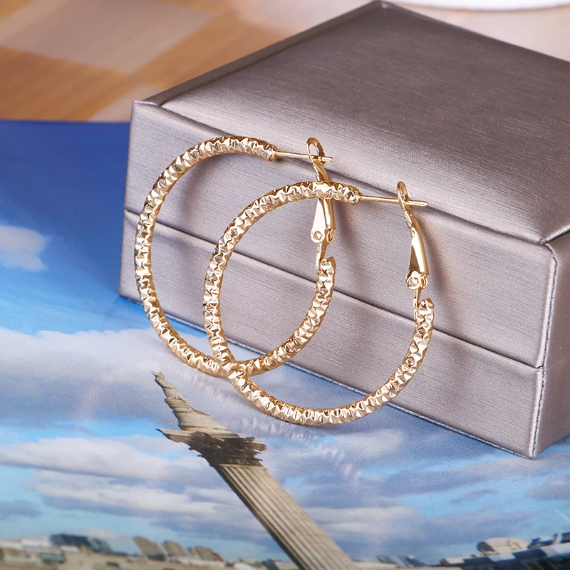 

High quality round 4cm Hoop earring for Women gold silver good plating keep color for long time Wife gift ear accessories