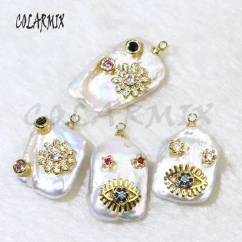 

10 pieces Free form pearl pendants mix charm fashion pendants jewelry making mix icon zircon beads charm for necklace 9502