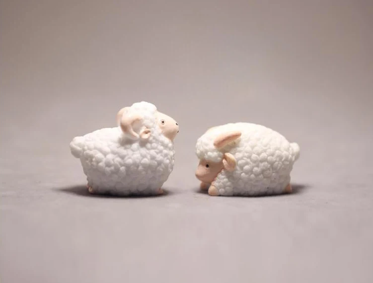 

Cute Little Animal Miniature Lamb Sheep Model Old Animal Pet Shop White Sheep Cute Anime Figure Toys for Boys and Girls