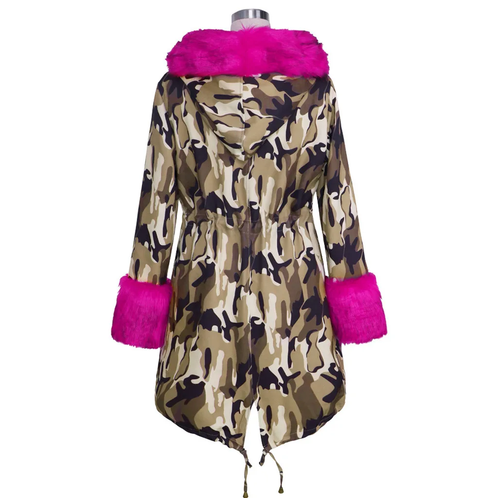 KANCOOLD женские пальто с пушистым мехом, камуфляжная зимняя теплая куртка с капюшоном, ветрозащитная верхняя одежда, толстое Модное Новое Женское пальто 2019NOV21