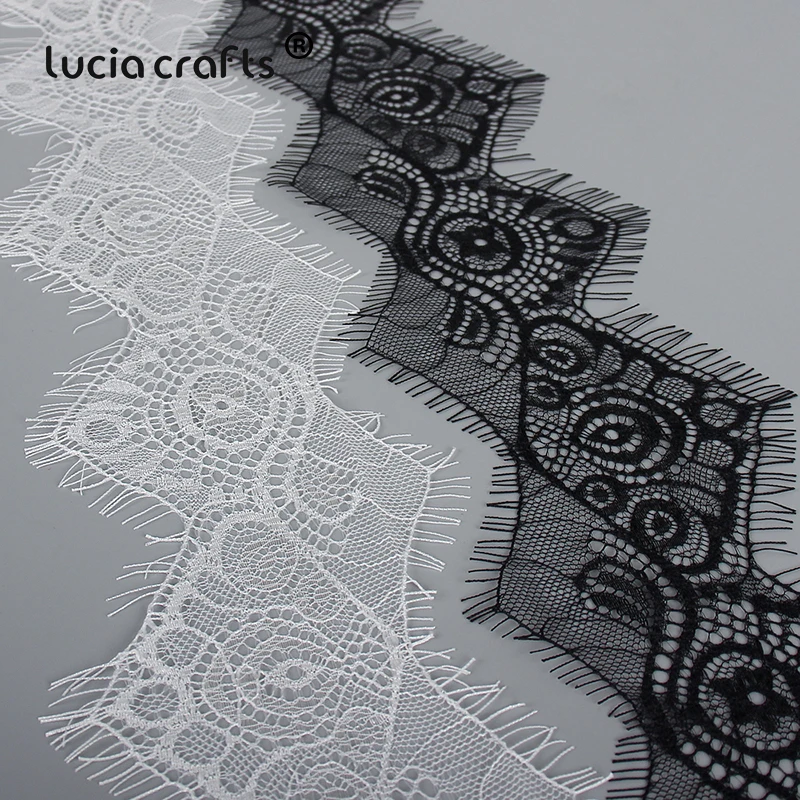 

3Meters 7.5cm White Black Eyelash lace Embroidered Trim Ribbon Fabric DIY Wedding Sewing Garment Applique Handmade Accessories