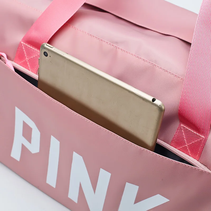 Розовая Дорожная сумка из водонепроницаемого нейлона, дорожная сумка легкая, сухая и влажная, разделительная пара, сумка для выходных