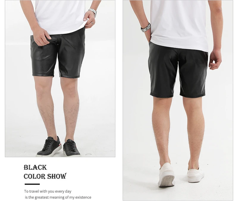 Summer Leather Shorts Men Fashion Brand Boardshorts Male Casual Shorts Comfortable Plus Size Mens Elastic Outerwear Khaki Shorts mens casual shorts