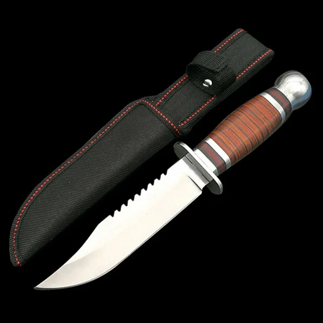 DuoClang Открытый тактический фиксированным лезвием деревянная ручка ножа материалы многофункциональные охотничьи ножи инструмент с оболочкой - Цвет: A