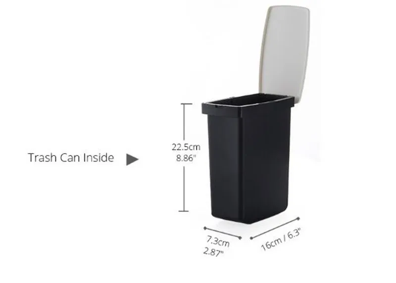 6L Narrow Plastic Trash Can Set with Toilet Brush Bathroom Waste Bin Dustbin Trash Cans Garbage Bucket Garbage Bag