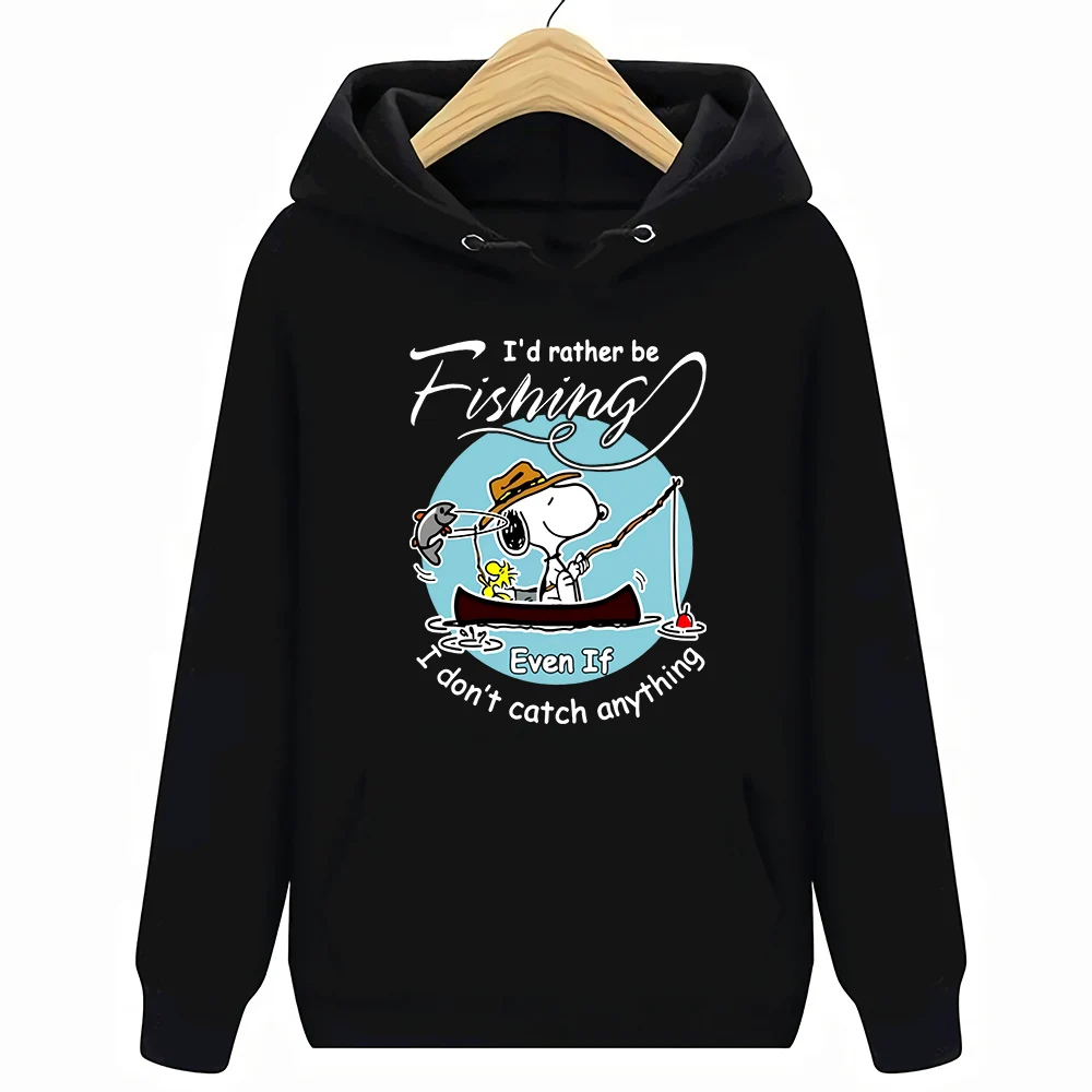

I'D Rather Be Fishing Even If I Don'T Catch Anything Snoopy Version Hoodies Sweatshirts S-3XL New