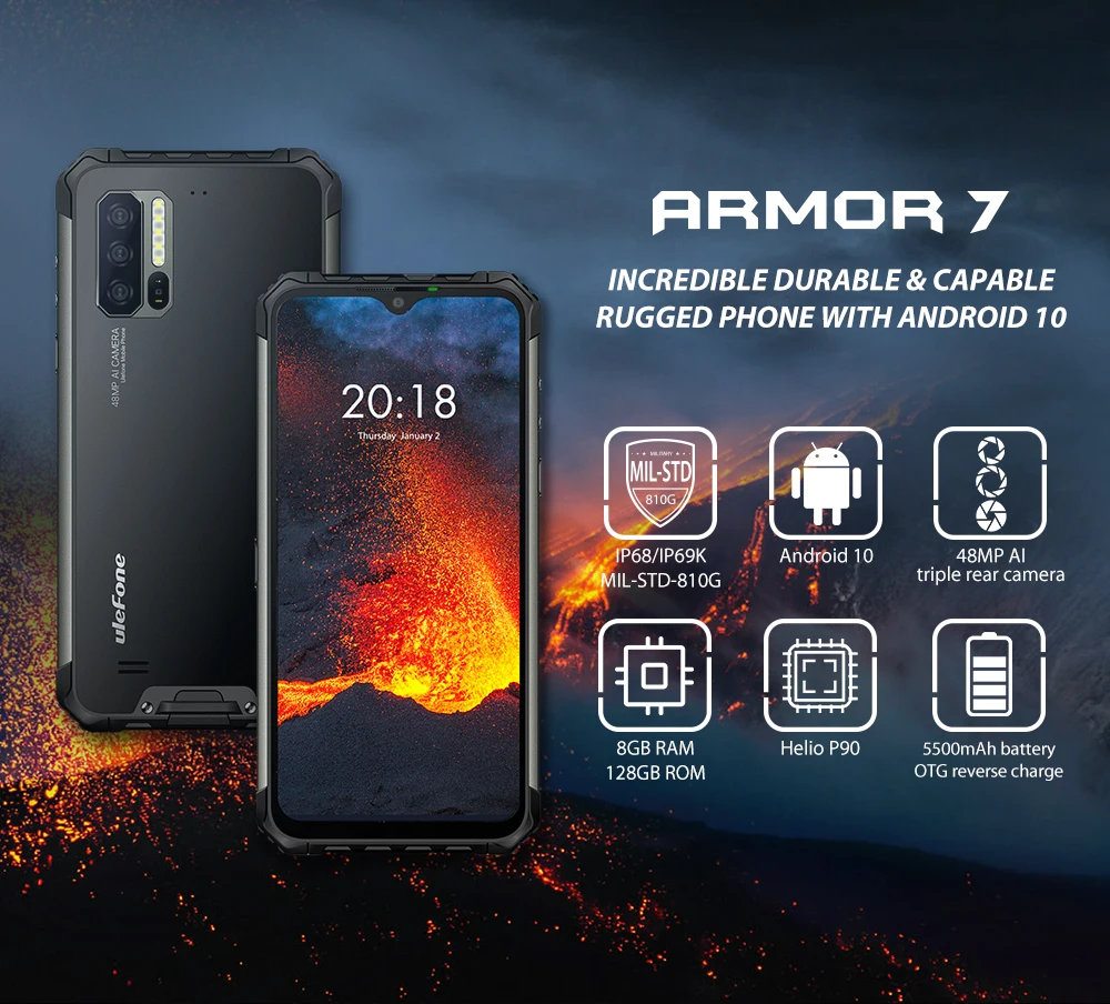 ddr5 ram 4G LTE Rugged Mobile Phone Ulefone Armor 7 Android 10 Smartphone Helio P90 8GB+128GB 2.4G/5G WiFi IP68 48MP Global Version ddr4 ram