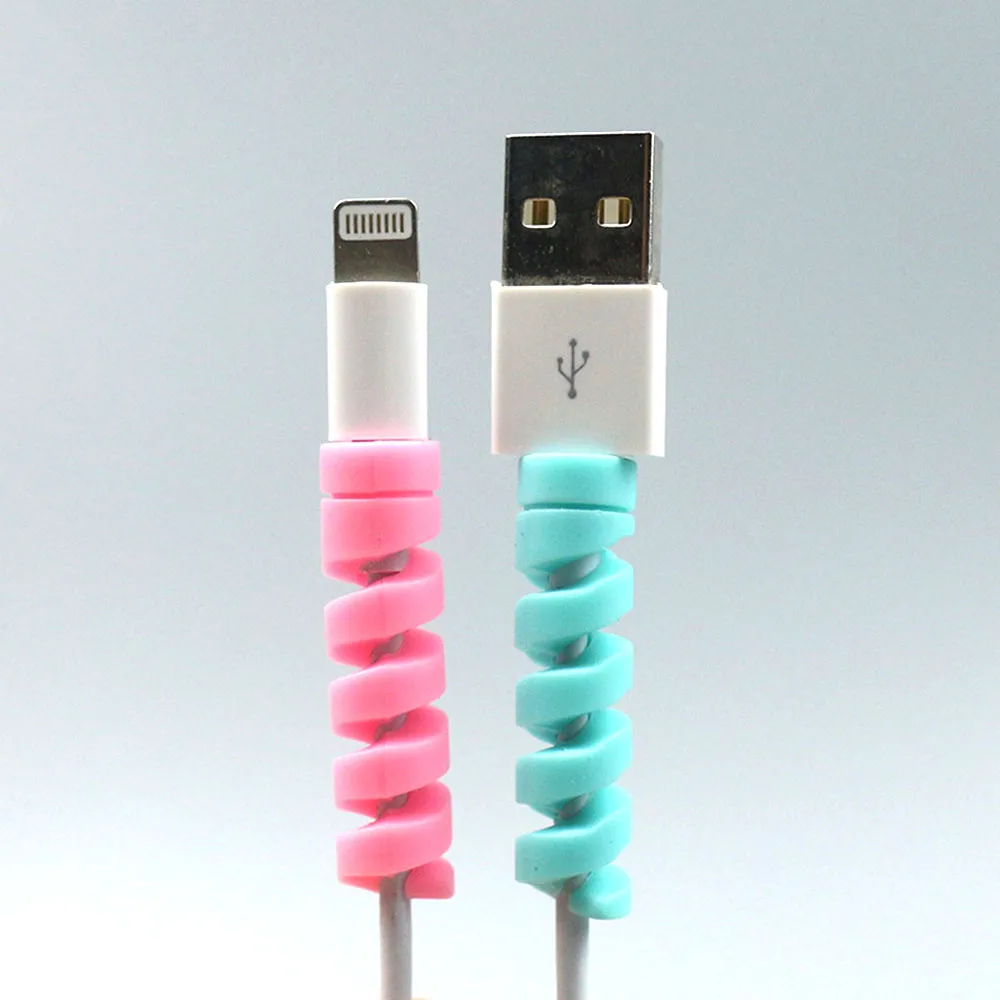 5/10PCS Spiral Cable Protector Data Line Silicone Bobbin Winder Protective Tube Cable Cover For Iphone