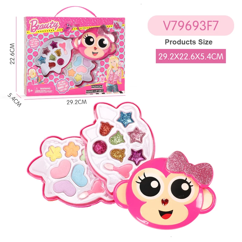 Ролевые игры игрушечный макияж розовый набор для моды и красоты безопасный нетоксичный макияж набор косметическая коробка для девочек игрушки принцесса одевание - Цвет: V79693F7