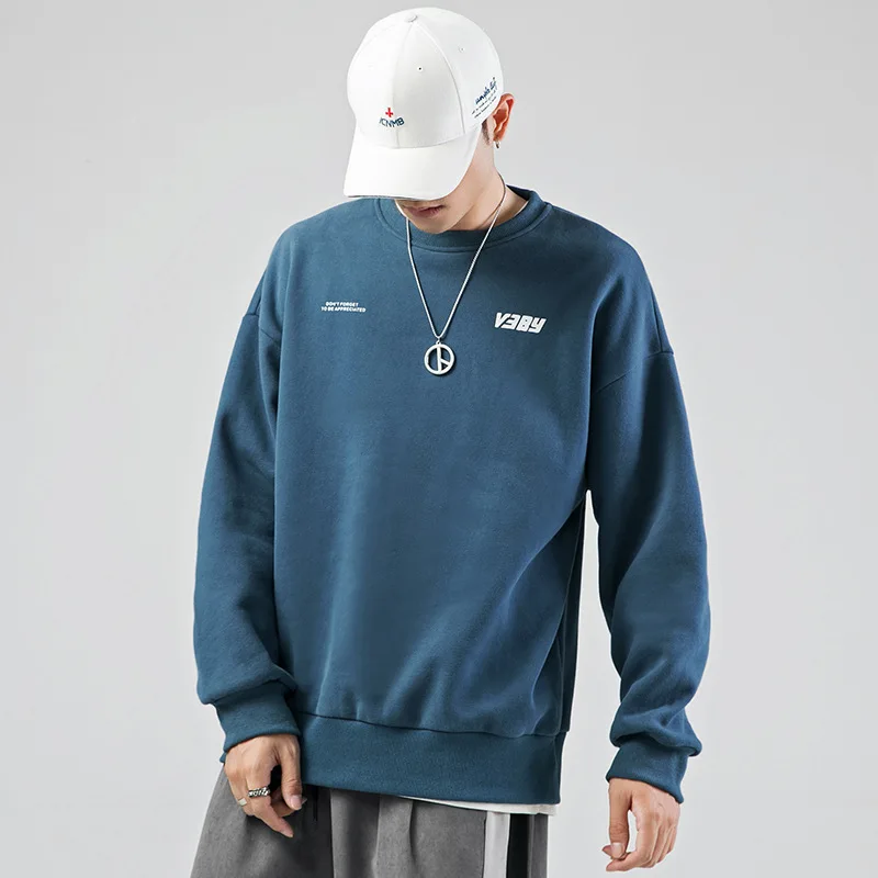 

2020 Autumn New Japanese Men's Sweatshirt Fleece Loose Casual Round Neck Harajuku Print Hoodies Men Streetwear