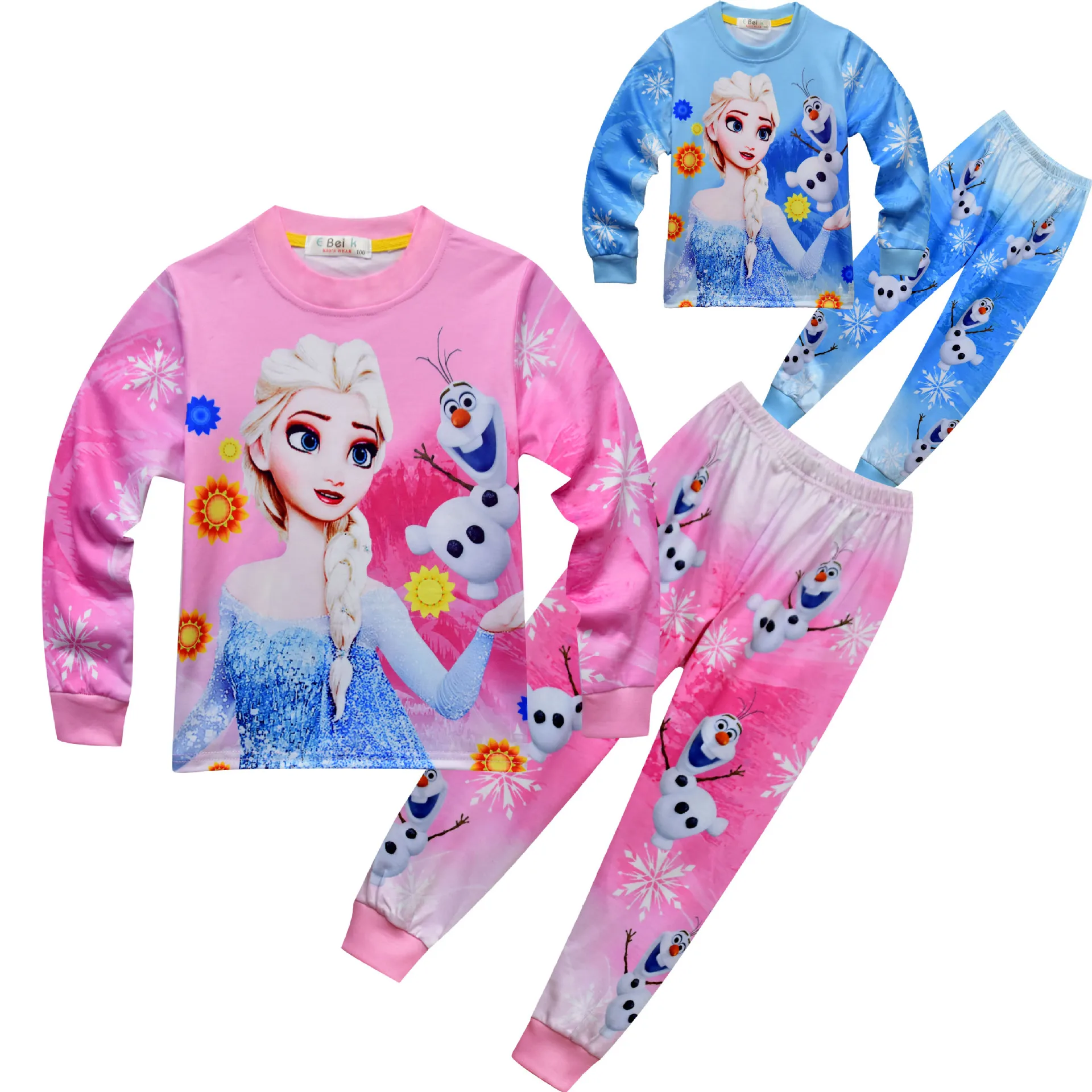2019 г. Летние детские пижамные комплекты для девочек пижамы с Анной и Эльзой