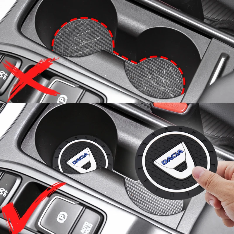 Posavasos de agua para coche, ranura para tazas, alfombrilla antideslizante decorativa de silicona, accesorios para coche Dacia- Dokker Sandero Spring Duster Lodgy, 1 Uds.