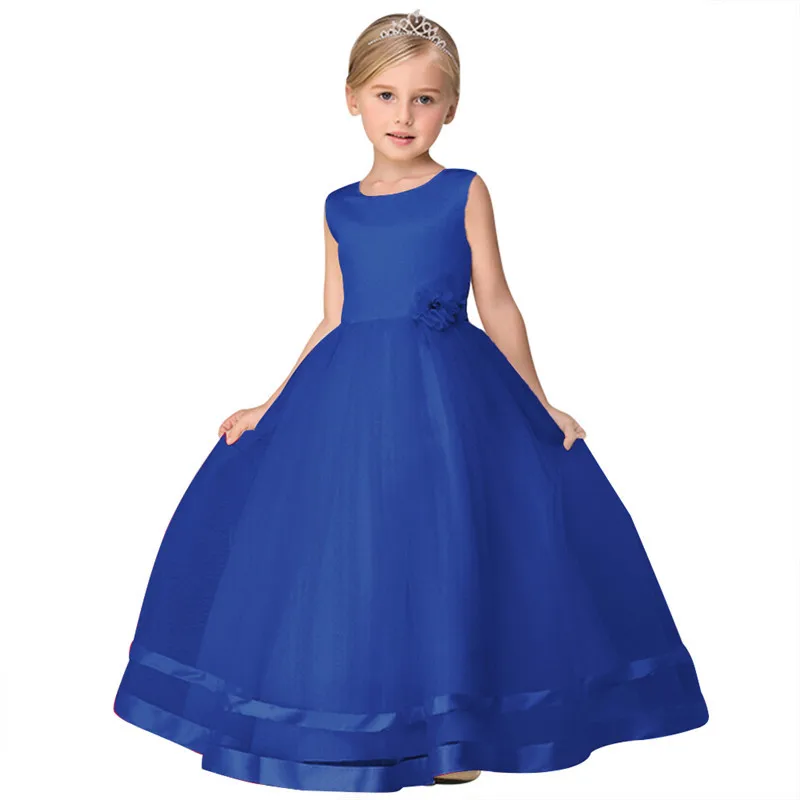 Europe And America Childrenswear Formal Dress Amazon Girls Wedding Dress Princess Dress Children Flower Dress Long Processing Cu