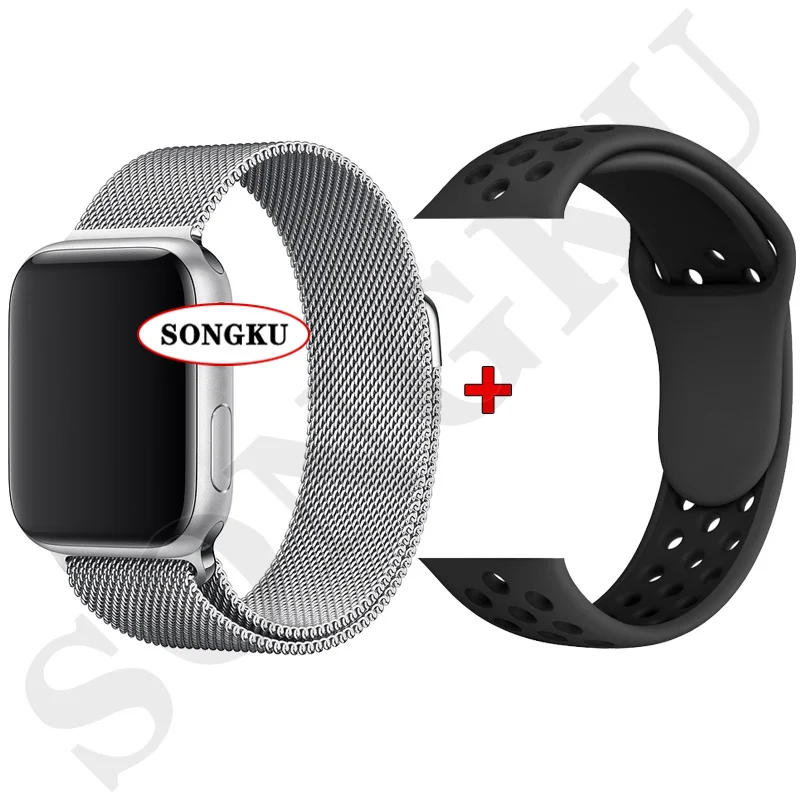 S Milan S and NK B SONGKU IWO 12 часы серии 5 1:1 Смарт часы 40 мм 44 мм Bluetooth часы iwo12 для apple iPhone IOS Android управление Siri PK IWO 11 - Цвет: S Milan S and NK B