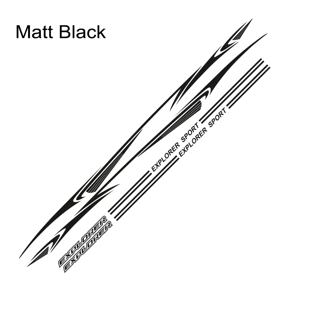 Matt Black 2 шт. спортивные виниловые наклейки на машину, автомобильные длинные боковые наклейки, светоотражающие украшение для Ford Explorer, тюнинг, Стайлинг, автомобильные аксессуары - Название цвета: Matt Black