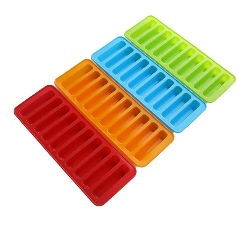 Ice Mold Ice Cream Molds 10 Grids Chic Long Strip Shape Silicone Ice Cube Mould Trays Diy Baking Sausage Hot Dog