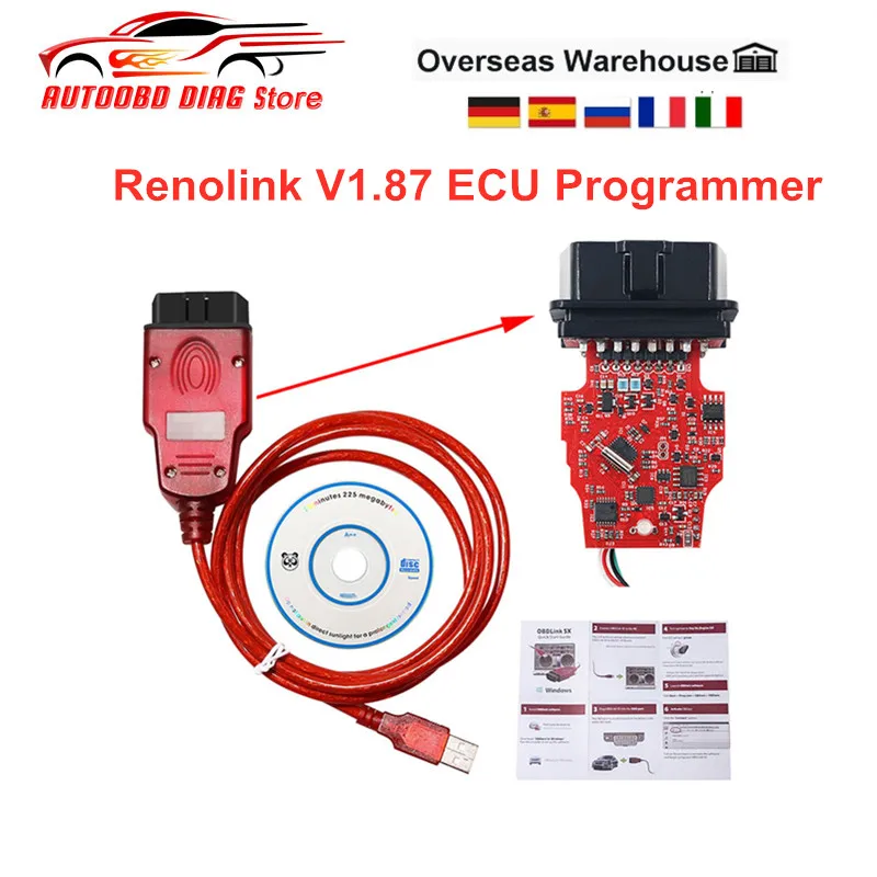 Новейший Диагностический кабель Renolink V1.87 OBD2 ECU Программатор Reno Link для Renault Key сброс