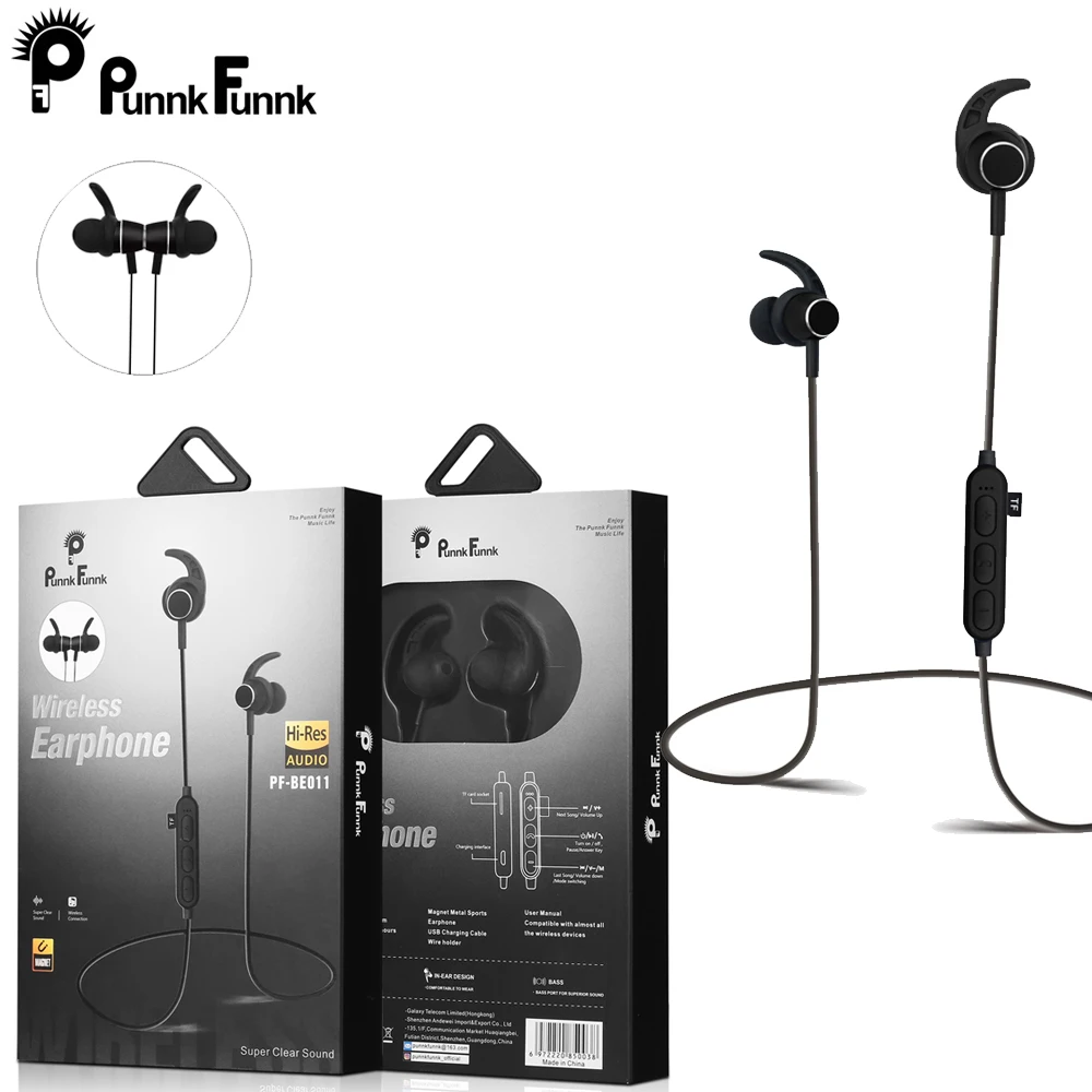 PunnkFunnk, беспроводные наушники с Bluetooth 5,0, гарнитура, MP3, для телефонов, с шейным ремешком, спортивные 3D наушники с микрофоном, fone de ouvido - Цвет: Original Package