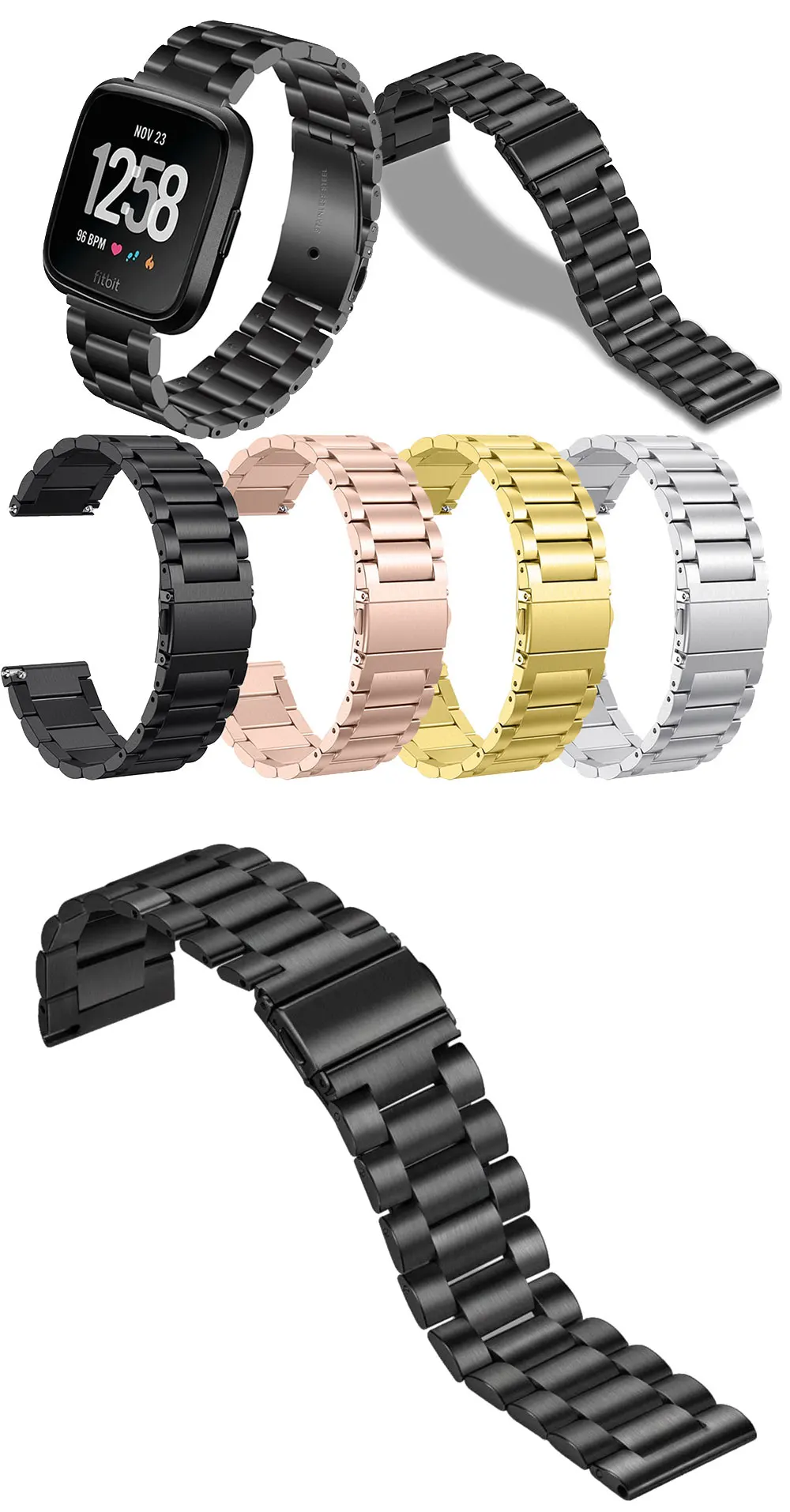Для Fitbit Versa умный браслет из нержавеющей стали ремешок металлический браслет петля для Fitbit Versa Смарт часы ремешок