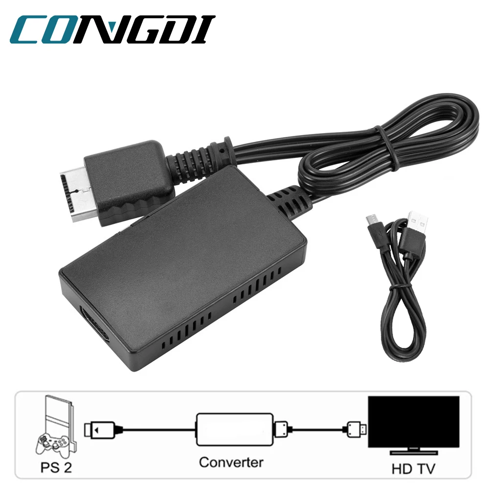 Конвертер PS2 в HDMI-совместимый с кабелем питания адаптер для Playstation 2 кабель