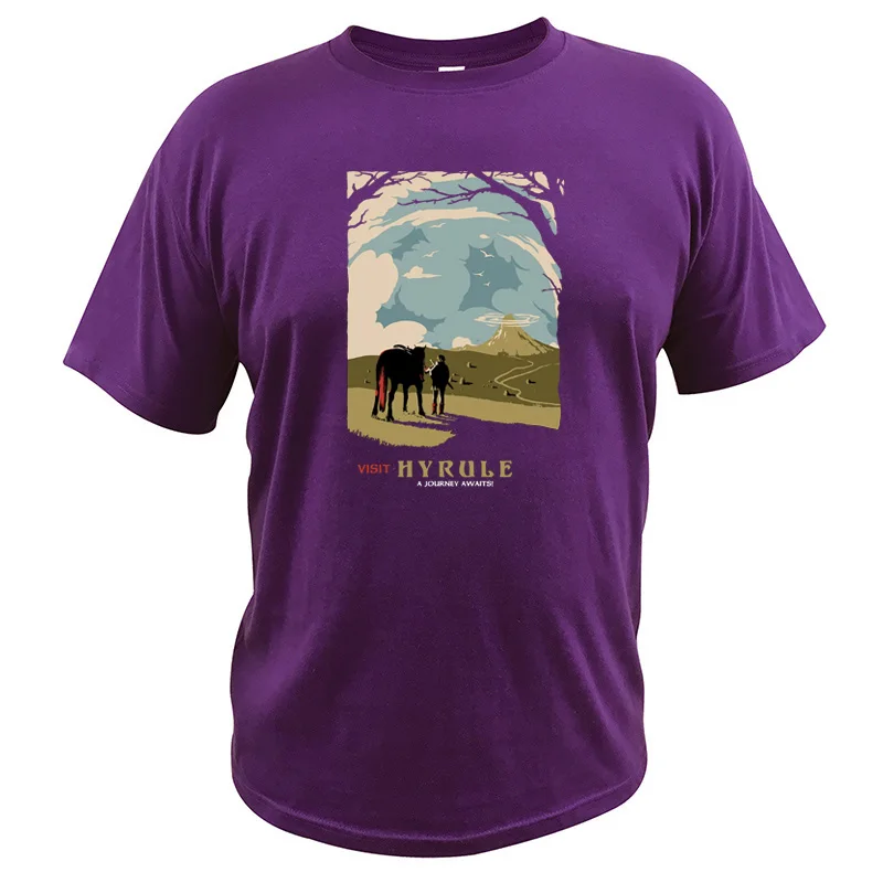 Легенда о Зельде дышащие дикие футболки Link Epona хлопковая футболка Летняя Повседневная футболка с круглым вырезом - Цвет: Фиолетовый
