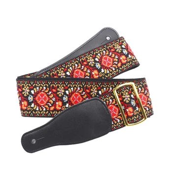 

Jacquard Electric Guitar Strap Acoustic Guitar Strap Folk Guitar Strap Bass Strap Anti-Skidding Iron Buckle 6Cm Width-Red