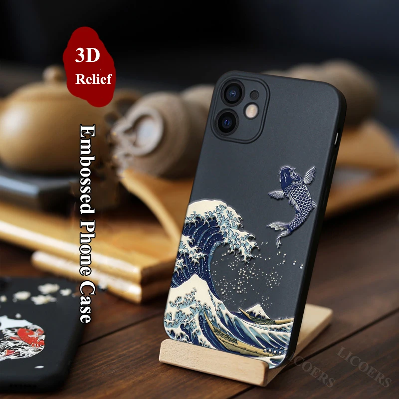 Чехол для iPhone 12 11 Pro Max Mini рельефный матовый мягкий чехол с объемным тиснением