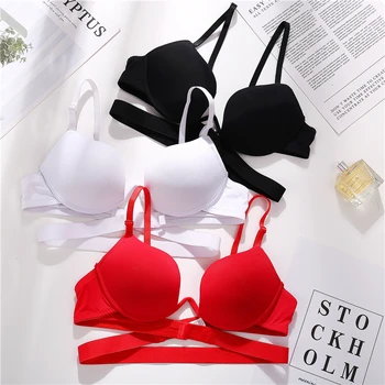 

Ladies Wire Free Fashion Bra Sexy Padded Lingerie Bralette Gather Push Up With another Bundle Women Back Beautify Solid Color