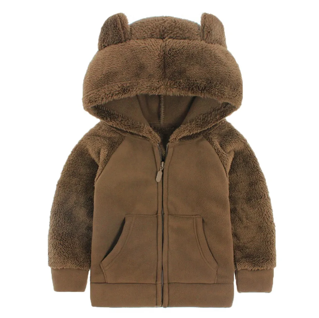 Детское зимнее пальто для девочек; детские куртки для мальчиков; пуховое пальто из искусственного меха с капюшоном и плюшевой строчкой; пальто; однотонная теплая ветровка; верхняя одежда