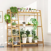 

Multi-layer Floor Simple Flower Pot Rack Bamboo Balcony Sitting Room Flower Plant Display Stand Indoor Plant Stand