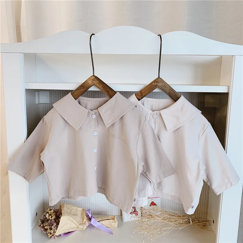 Детская одежда для девочек в Корейском стиле с вышивкой, Письменная рубашка Топы с длинными рукавами и круглым вырезом, детская одежда новые осенние блузки для малышей