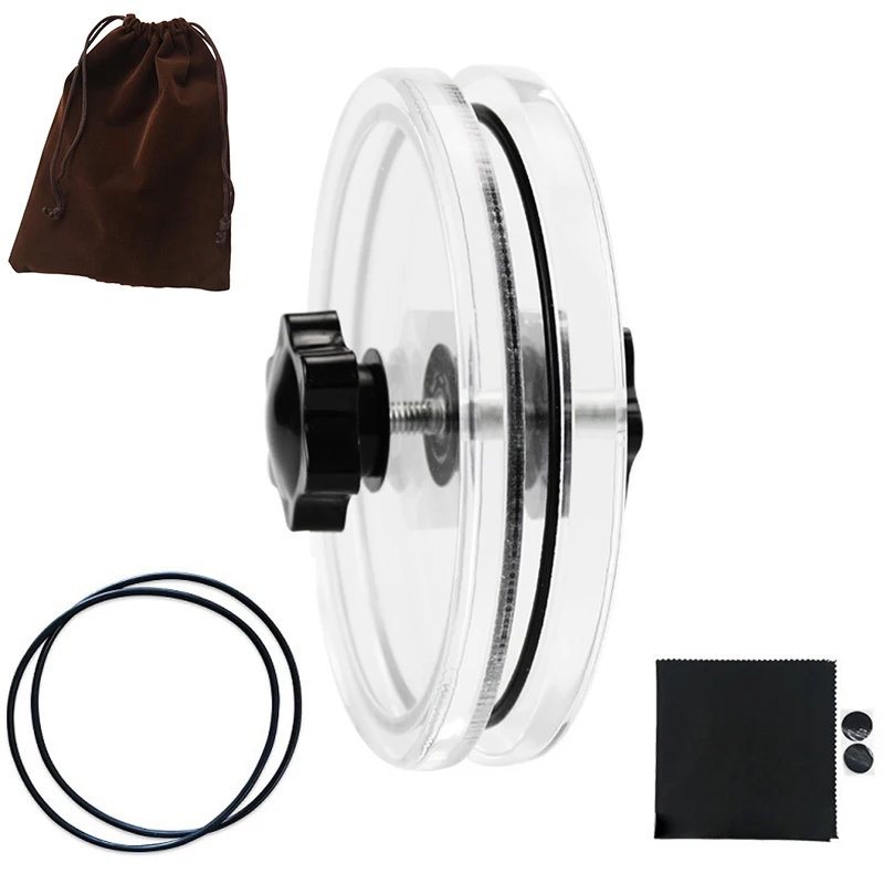 

LP Vinyl Record Cleaner Clamp Record Label Saver Protector Waterproof Acrylic Clean Tool with Cleaning Cloth