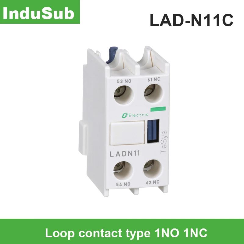 

LADN11 1 NO and 1 NC top mount Auxiliary contact block screw clamp terminals for LC1D09 to LC1D150 contactors